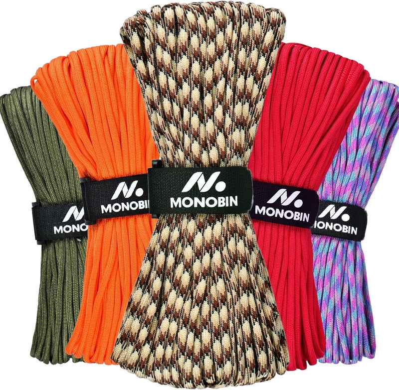 MONOBIN Paracord Rope 100FT for Making Paracord Projects, 4mm 7 Strand Parachute Cord for Lanyard, Survival Bracelets, Clothsline,Hiking - Image 1